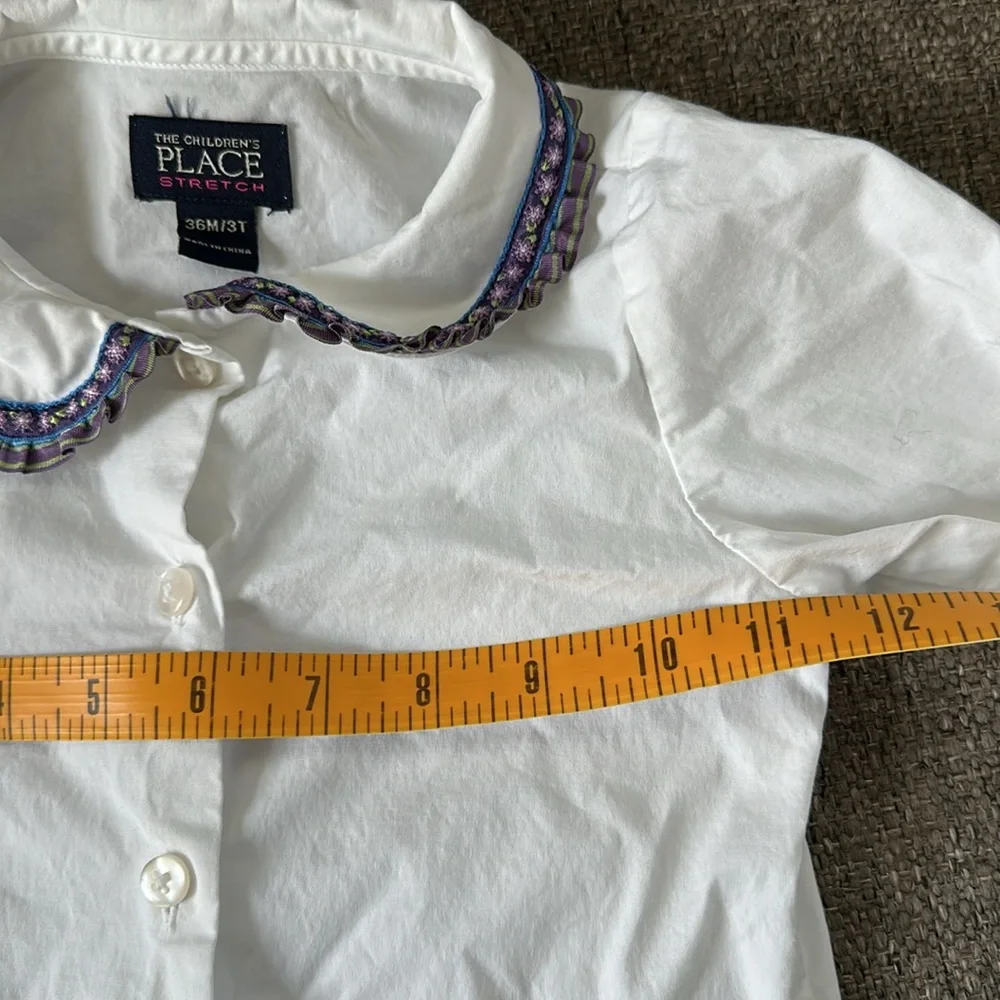 The Children’s Place Stretch Girls Purple Jumper Dress and White Long Sleeve 3T